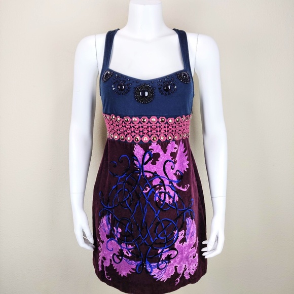 Free People Dresses & Skirts - Free People Boho Festival Purple Velvet Dress